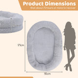 Washable Fluffy Human Dog Bed with Soft Blanket and Plump Pillow-Gray
