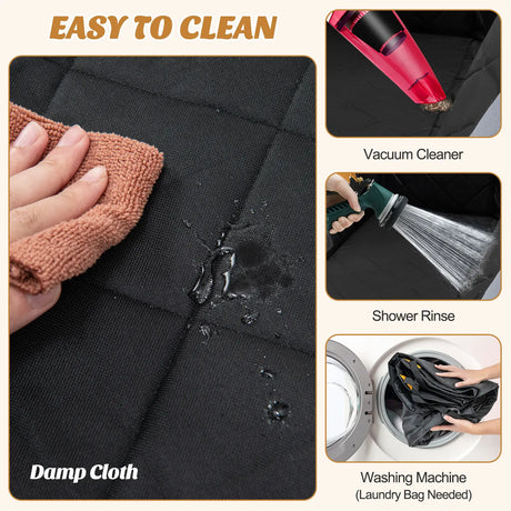 Dog Car Seat Cover Protector for Back Seat with Mesh Windows-Black