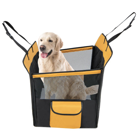 Dog Car Seat Cover with Mesh Window for Small and Medium Dogs-Black