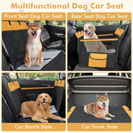 Dog Car Seat Cover with Mesh Window for Small and Medium Dogs-Black
