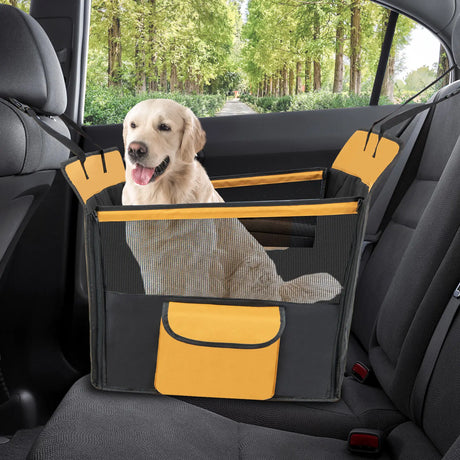 Dog Car Seat Cover with Mesh Window for Small and Medium Dogs-Black