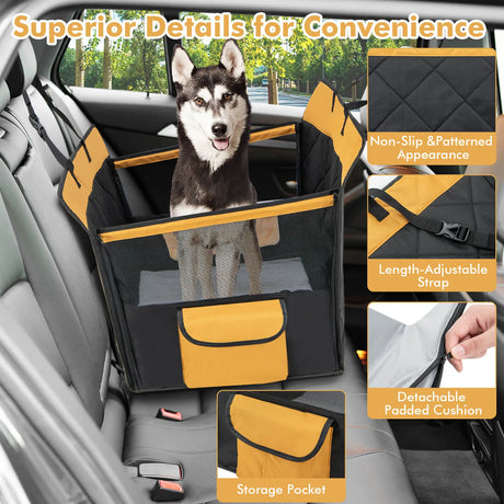 Dog Car Seat Cover with Mesh Window for Small and Medium Dogs-Black