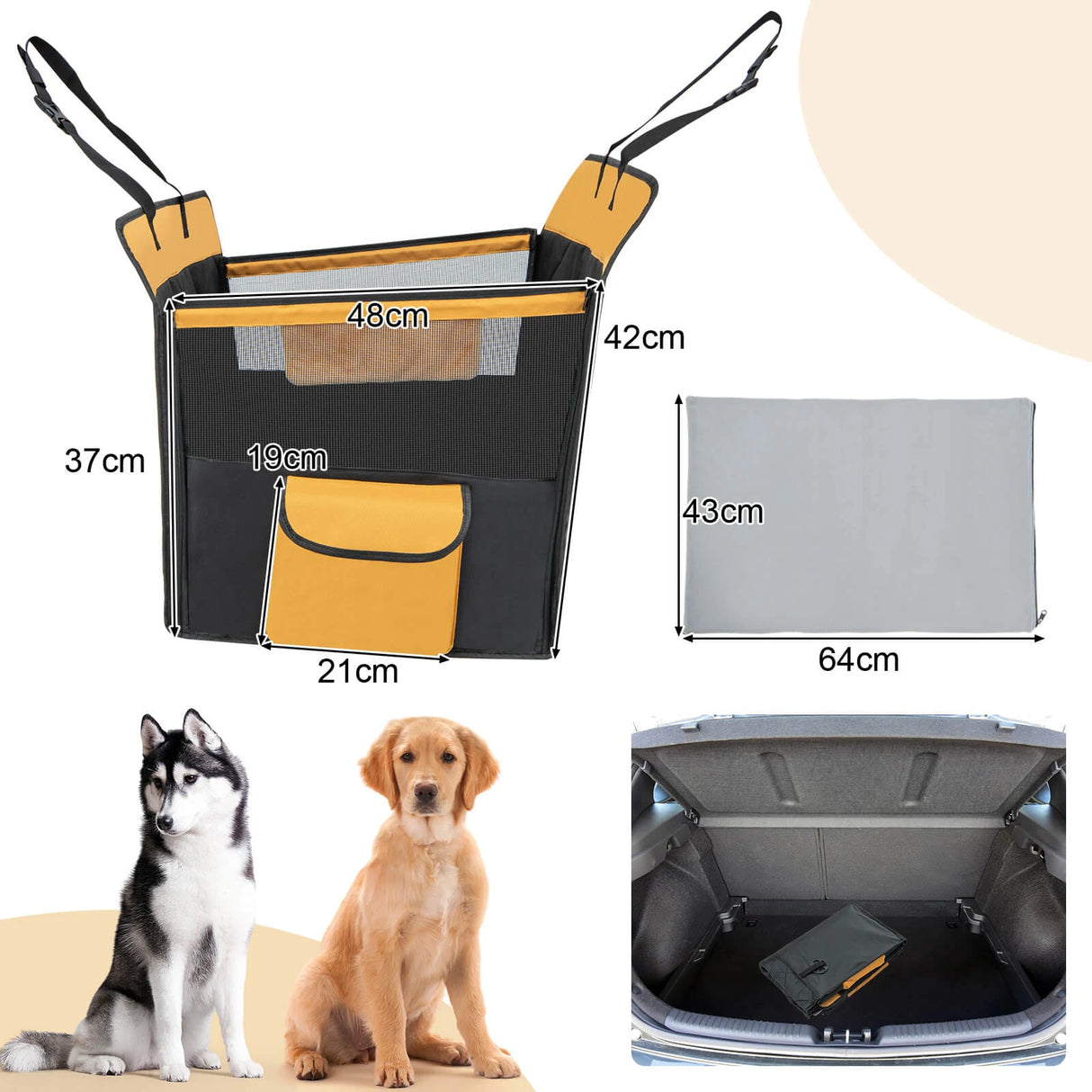 Dog Car Seat Cover with Mesh Window for Small and Medium Dogs-Black