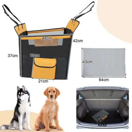 Dog Car Seat Cover with Mesh Window for Small and Medium Dogs-Black