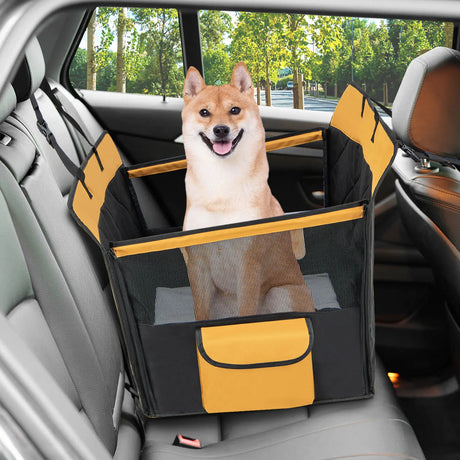 Dog Car Seat Cover with Mesh Window for Small and Medium Dogs-Black