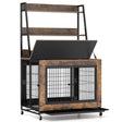 Industrial Dog Kennel Dog Crate Furniture with Storage Shelves-Rustic Brown
