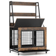 Industrial Dog Kennel Dog Crate Furniture with Storage Shelves-Rustic Brown