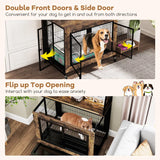 Industrial Dog Kennel Dog Crate Furniture with Storage Shelves-Rustic Brown