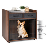Indoor Dog Crate Furniture with 2 Fabric Drawers