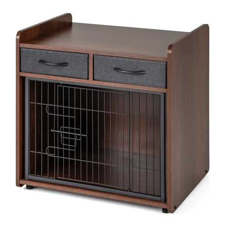 Indoor Dog Crate Furniture with 2 Fabric Drawers