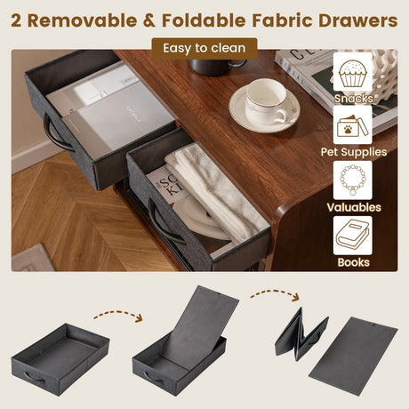 Indoor Dog Crate Furniture with 2 Fabric Drawers