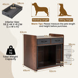 Indoor Dog Crate Furniture with 2 Fabric Drawers