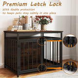 Furniture Style Dog Crate Chew-resistant Dog Cage with Three Doors-Rustic Brown