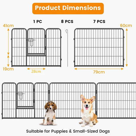 8 Panel 24 Inch Height Pet Fence Indoor Outdoor-24 inch