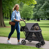 Dog Stroller for Medium Small Senior Elderly Dogs with Dual Entry-Black