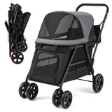 Dog Stroller for Medium Small Senior Elderly Dogs with Dual Entry-Black