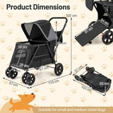 Dog Stroller for Medium Small Senior Elderly Dogs with Dual Entry-Black