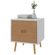 HOMCOM Wood Effect Wto-Drawer Bedside Table - Brown/White