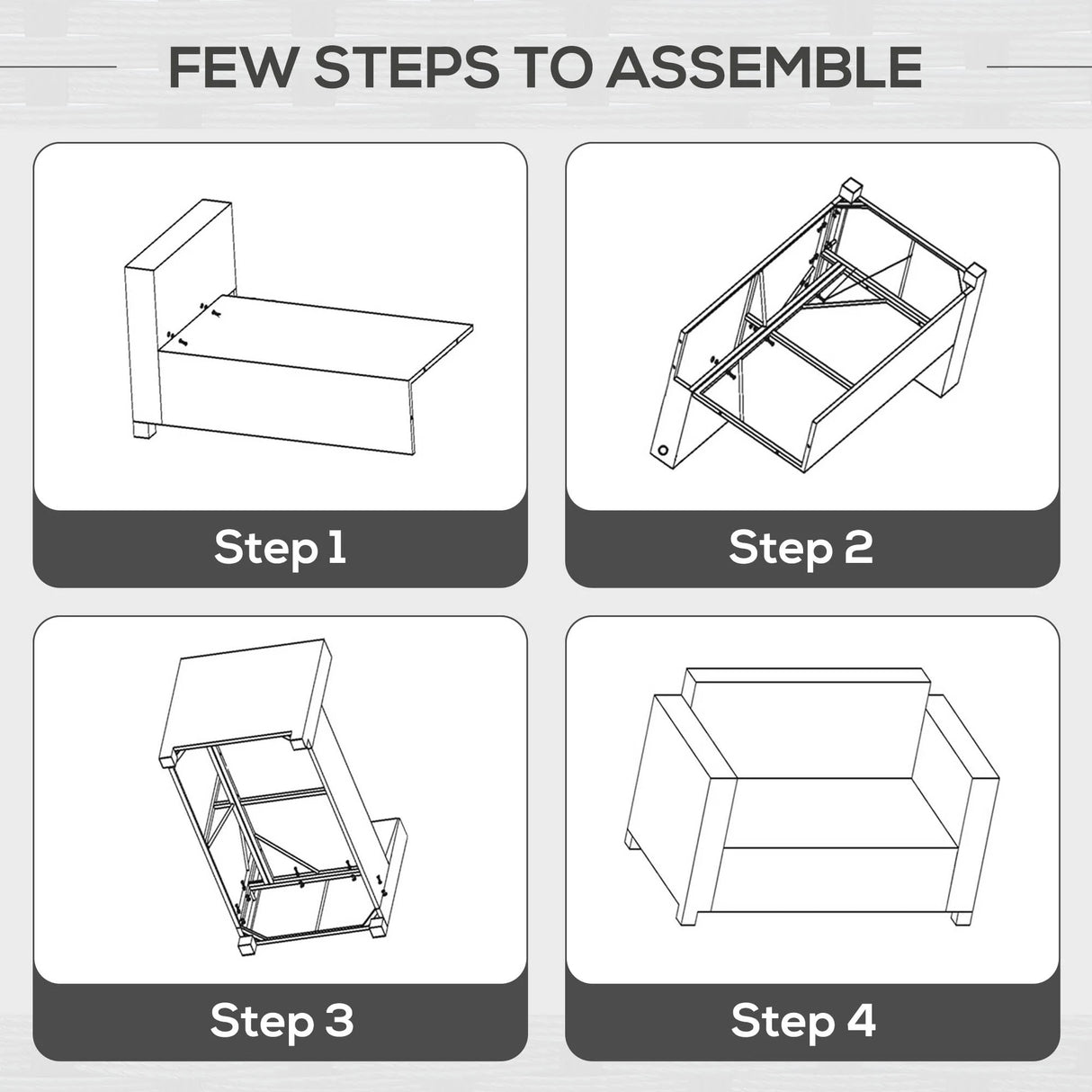Outsunny Rattan Sofa, 2 Seater Garden Furniture with Soft Padded Cushion and Armrests, Wicker Garden Loveseat for Patio, Mixed Grey