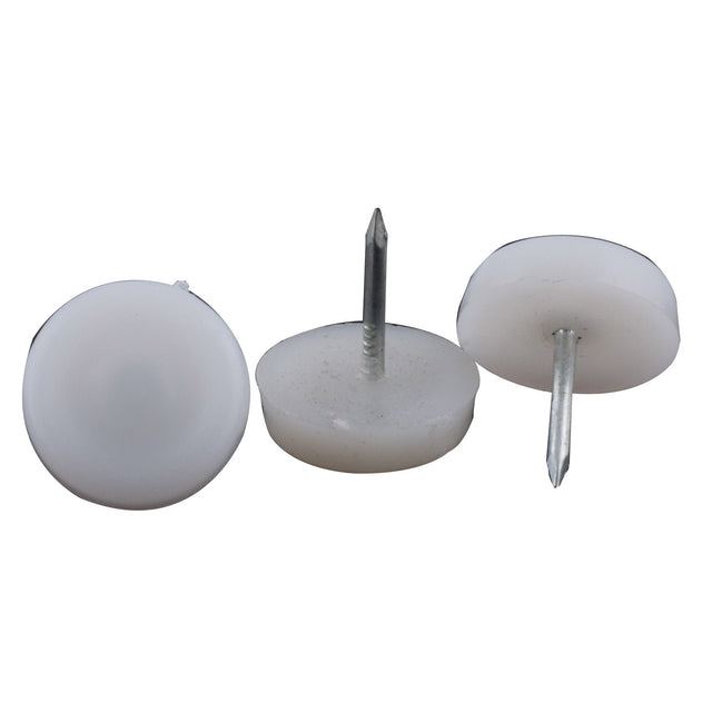 22mm White Plastic Chair Glides (100 Bag)