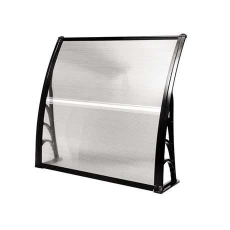 Door Canopy Awning Shelter Front Back Porch Window Roof Outdoor Shade 100*100CM-Black