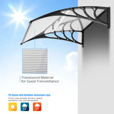 Door Canopy Awning Shelter Front Back Porch Window Roof Outdoor Shade 100*100CM-Black