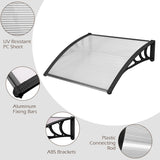Door Canopy Awning Shelter Front Back Porch Window Roof Outdoor Shade 100*100CM-Black