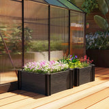 Outsunny Vinyl Raised Garden Bed Kit, 2 x 2 x 1ft Modular Elevated Garden Box with Slotting Legs and Open Bottom, Dark Grey
