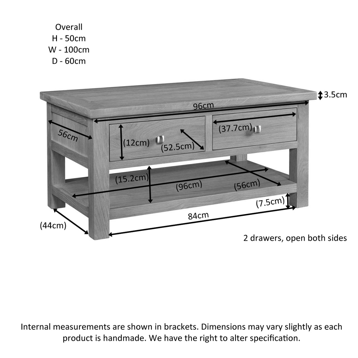 Coffee Table With 2 Drawers