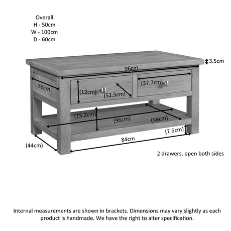 Coffee Table With 2 Drawers