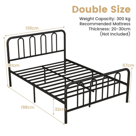 Double/King Size Metal Bed Frame with Headboard and Footboard-Double Size