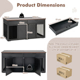 Double Dog Crate Furniture Large Breed Wood Dog Kennel with Room Divider-Black