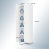 Double Door Tall Storage Cabinet with Adjustable Shelf and Anti-tilt Design-White