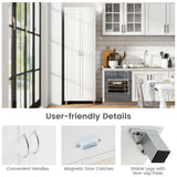 Double Door Tall Storage Cabinet with Adjustable Shelf and Anti-tilt Design-White