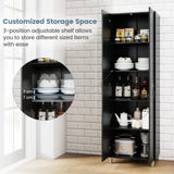 Double Door Tall Storage Cabinet with Adjustable Shelf and Anti-tilt Design-Black