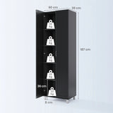 Double Door Tall Storage Cabinet with Adjustable Shelf and Anti-tilt Design-Black