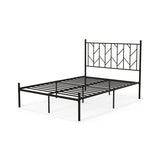 Single/Double Metal Platform Bed Frame with Headboard Black-Double Size