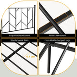 Single/Double Metal Platform Bed Frame with Headboard Black-Double Size
