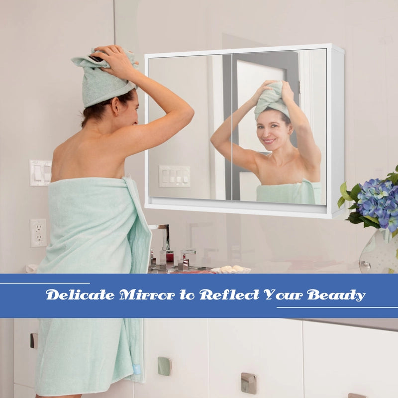 2-Door Wall-Mounted Bathroom Mirrored Medicine Cabinet