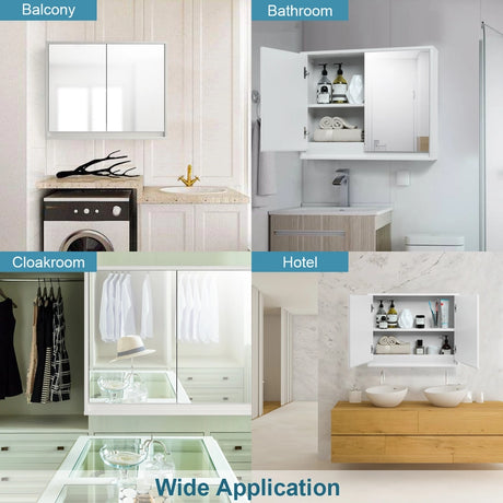 2-Door Wall-Mounted Bathroom Mirrored Medicine Cabinet