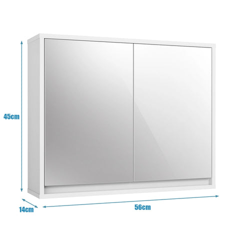 2-Door Wall-Mounted Bathroom Mirrored Medicine Cabinet