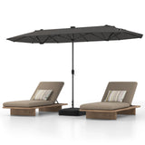 13FT Double-sided Patio Umbrella with Solar Lights for Garden Pool Backyard-Gray