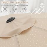 13FT Double-sided Patio Umbrella with Solar Lights for Garden Pool Backyard-Beige