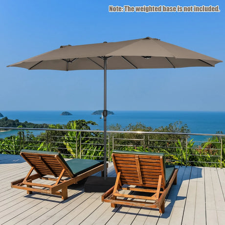 4.7 M Double-Sided Patio Umbrella with Hand-Crank System and Air Vents-Coffee