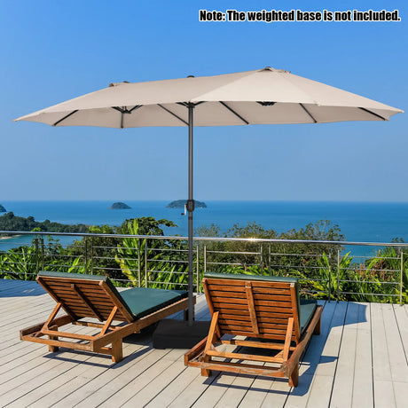 4.7 M Double-Sided Patio Umbrella with Hand-Crank System and Air Vents-Beige