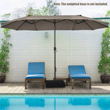 4.7 M Double-Sided Patio Umbrella with Hand-Crank System and Air Vents-Coffee
