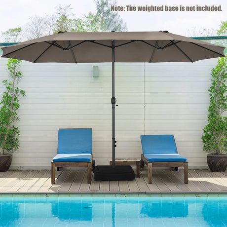 4.7 M Double-Sided Patio Umbrella with Hand-Crank System and Air Vents-Coffee