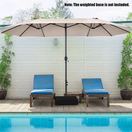 4.7 M Double-Sided Patio Umbrella with Hand-Crank System and Air Vents-Beige