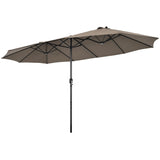 4.7 M Double-Sided Patio Umbrella with Hand-Crank System and Air Vents-Coffee