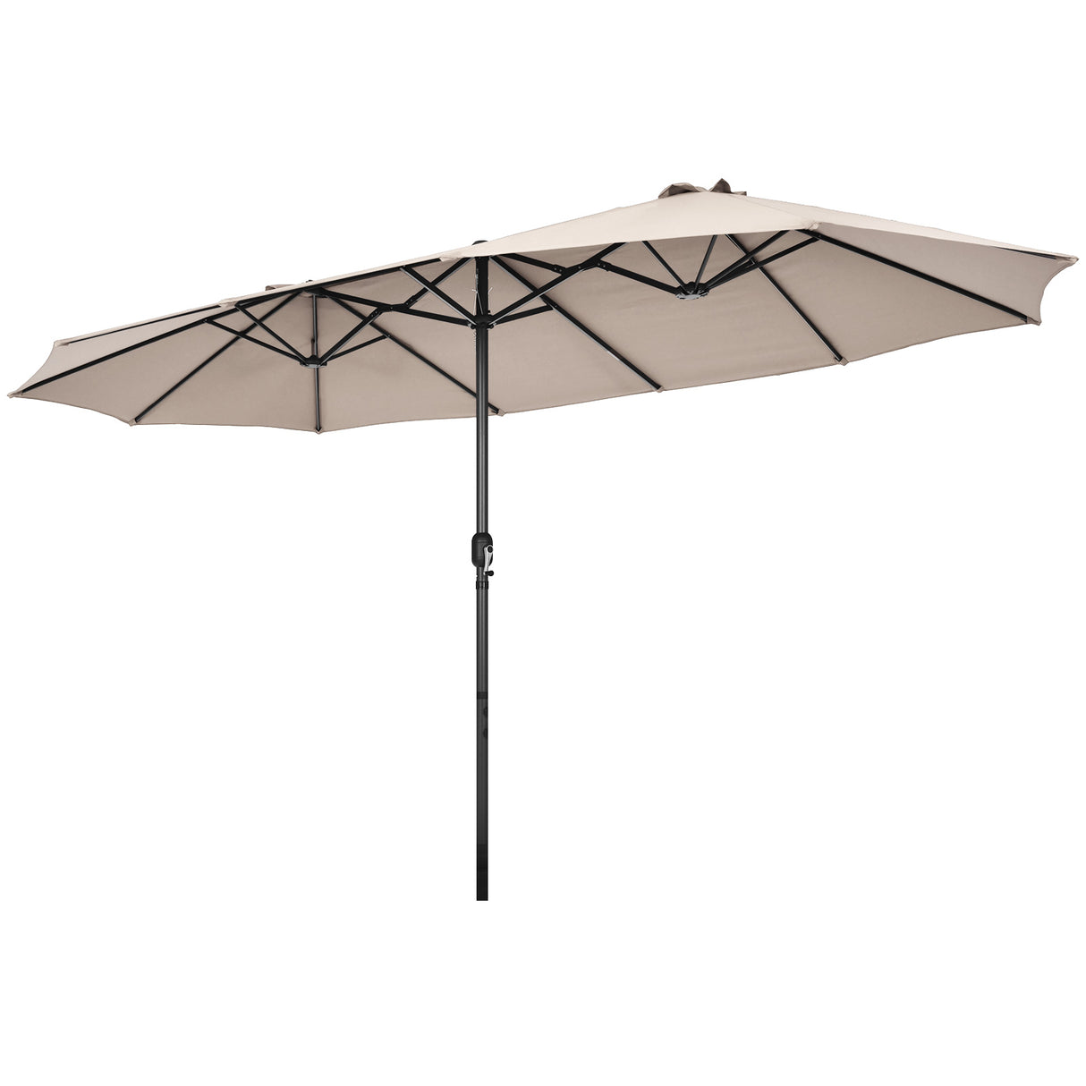 4.7 M Double-Sided Patio Umbrella with Hand-Crank System and Air Vents-Beige